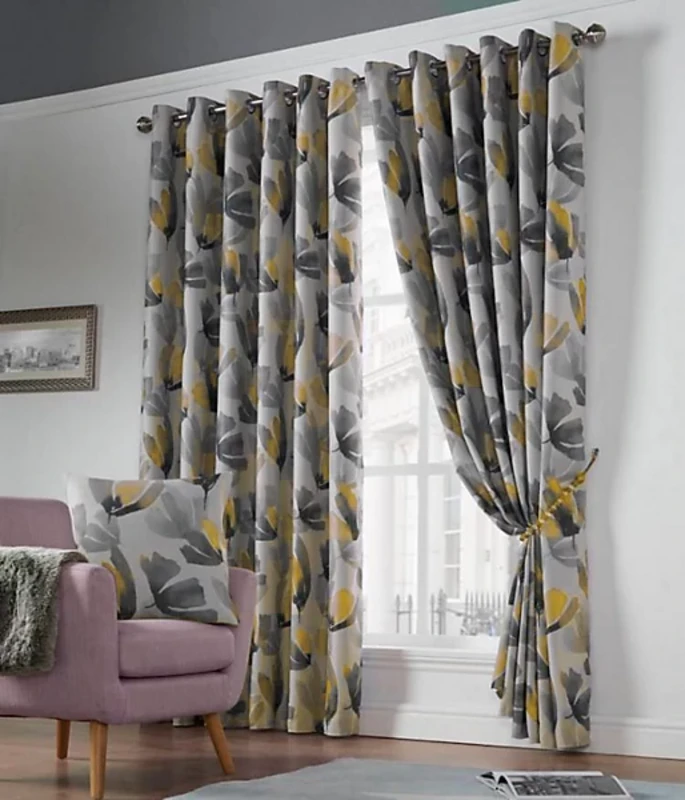 Image of Amsterdam Blockout Ready Made Eyelet Curtains Ochre