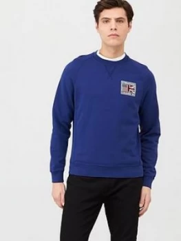 Image of Barbour International Steve Mcqueen Team Flags Sweatshirt With Back Print - Inky Blue