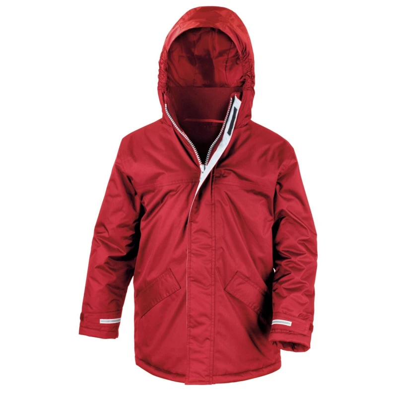 Image of Result Core Plain Black Parka in Red Size: 3-4 Years Red Unisex 3-4 Years