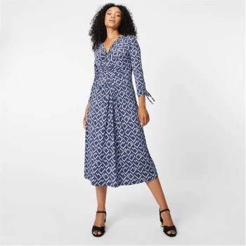 Image of Biba BIBA Ruched Jersey Dress - Geo Print