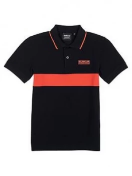 Image of Barbour International Boys Block Stripe Polo - Black