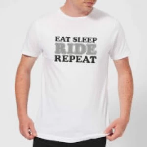 Image of Eat Sleep Ride Repeat T-Shirt - White - 3XL