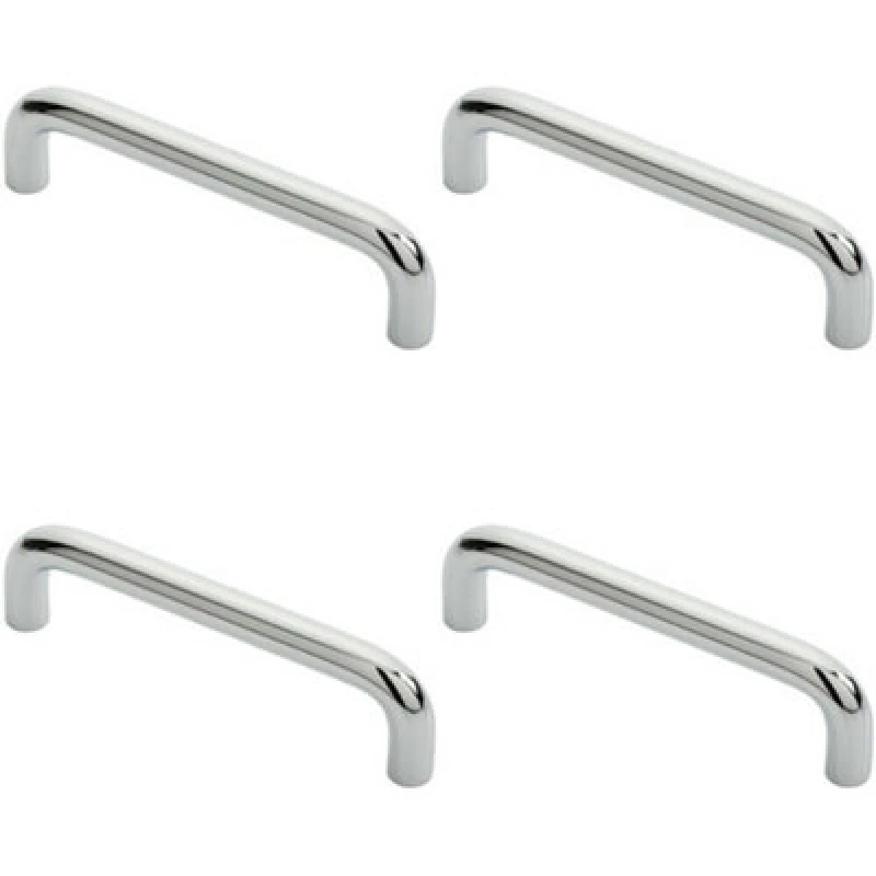 Image of Loops 4x Round D Bar Cabinet Pull Handle 106 x 10mm 96mm Fixing Centres Chrome Multi unisex