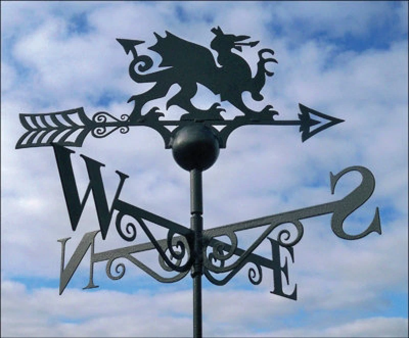 Image of Poppy Forge Welsh Dragon Weathervane - Solid Steel - W61 X H88cm - Black