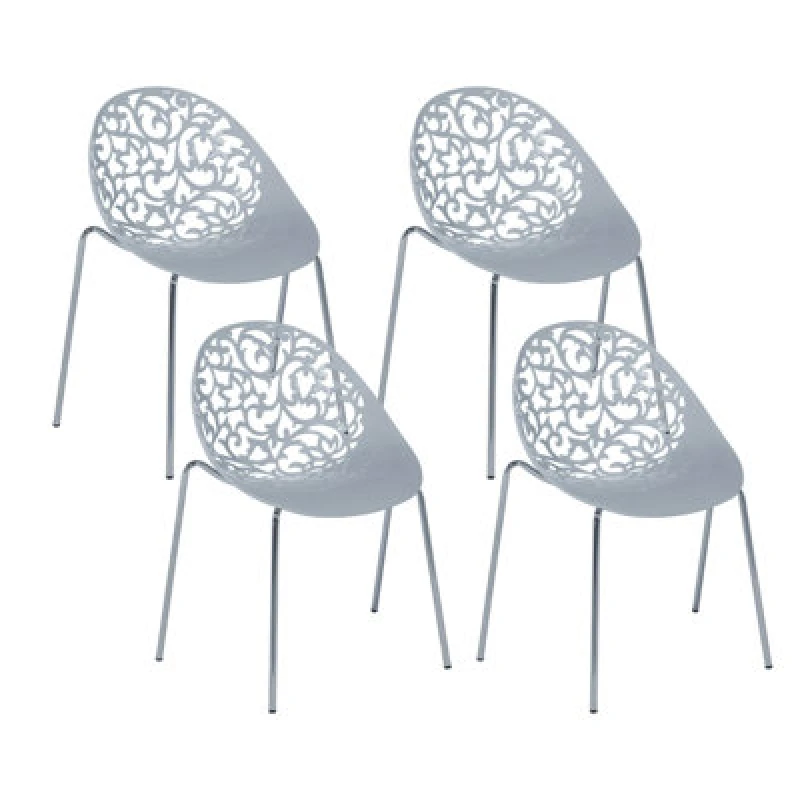Image of Beliani Set Of 4 Dining Chairs Mumford Light Grey