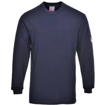 Image of FR11NARL - sz L Flame Resistant Anti-Static Long Sleeve T-Shirt - Navy - Portwest