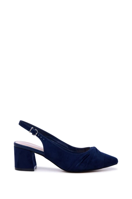 Image of Paradox London Womens Giverny' Wide Fit Slingback Court Shoes in Navy Size: 8E Navy Female 8E