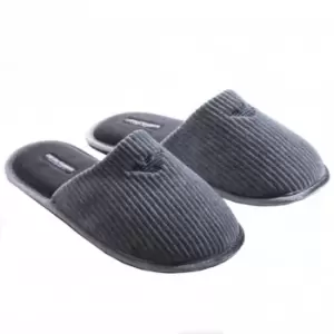 Image of Emporio Armani Ribbed Chenille Slippers - Grey 41