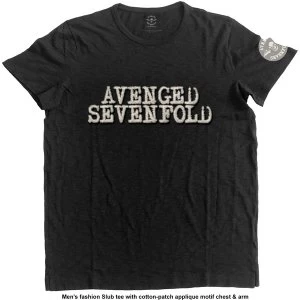 Image of Avenged Sevenfold - Logo & Death Bat Unisex Medium T-Shirt - Black