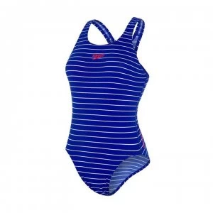 Image of Speedo Endurance+ Printed Medalist Swimsuit Ladies - Blue/White
