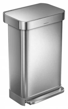 Image of simplehuman 45 Litre Liner Pocket Kitchen Bin Brushed Steel