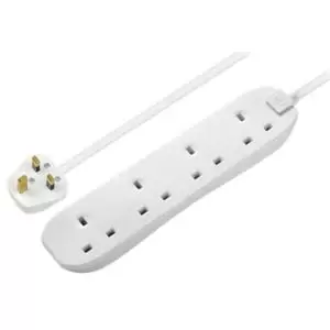 Image of Masterplug 4 Socket 13A White Extension Lead, 1M