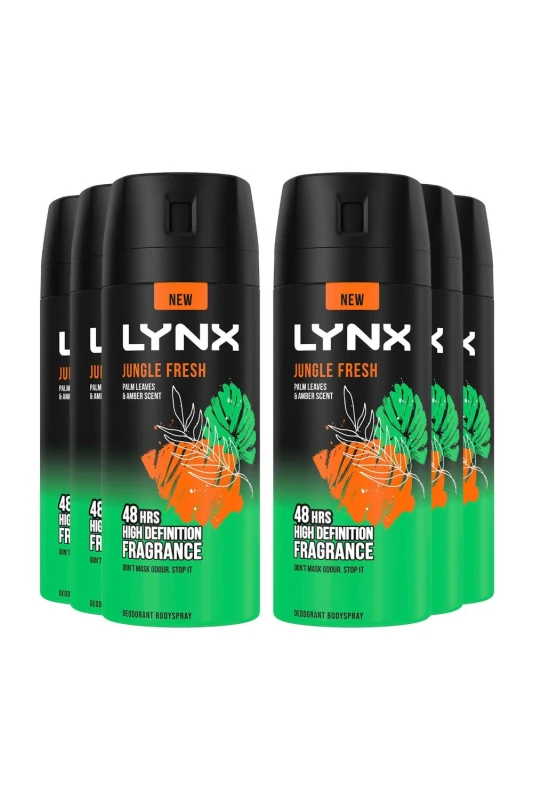 Image of Lynx 'Body Spray' Jungle Fresh High Definition Deo 150ml 6pk Green male