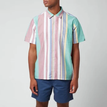 Image of Polo Ralph Lauren Mens Oxford Short Sleeve Stripe Shirt - Green/Red Multi - M