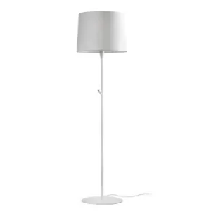 Image of Conga Floor Lamp Round Tappered Shade White, E27
