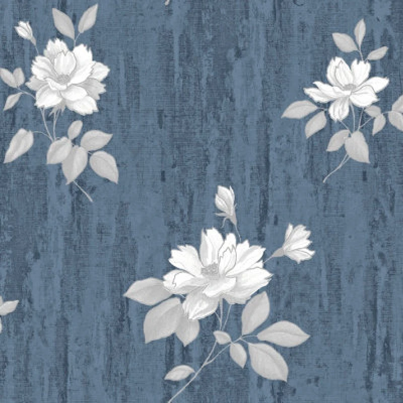 Image of Darcy James Oleana Floral Blue Wallpaper 10m x 53cm, Blue 703073