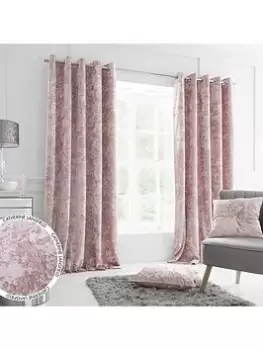 Image of Catherine Lansfield Crushed Velvet Eyelet Curtains 66X90
