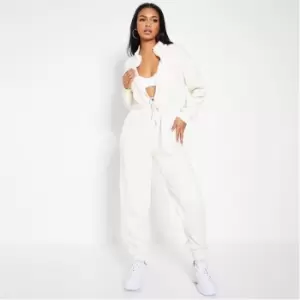 Image of I Saw It First Brushback Toggle Waist Long Sleeve Jumpsuit - White
