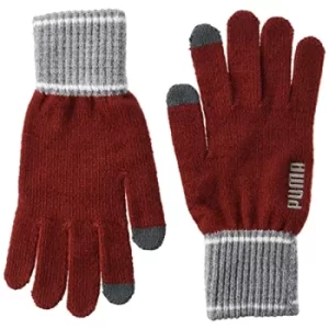 Image of Puma Knit Gloves (Pair) Intense Red/Gray Heather Medium/Large