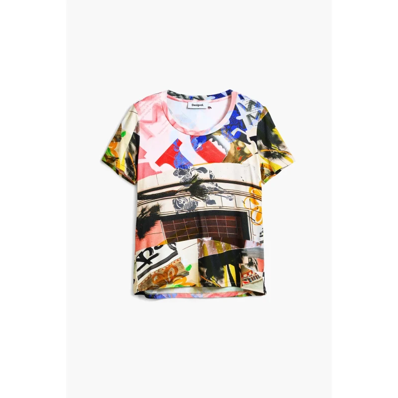 Image of Desigual Womens T-Shirt Desigual Collage Multicolore Female S