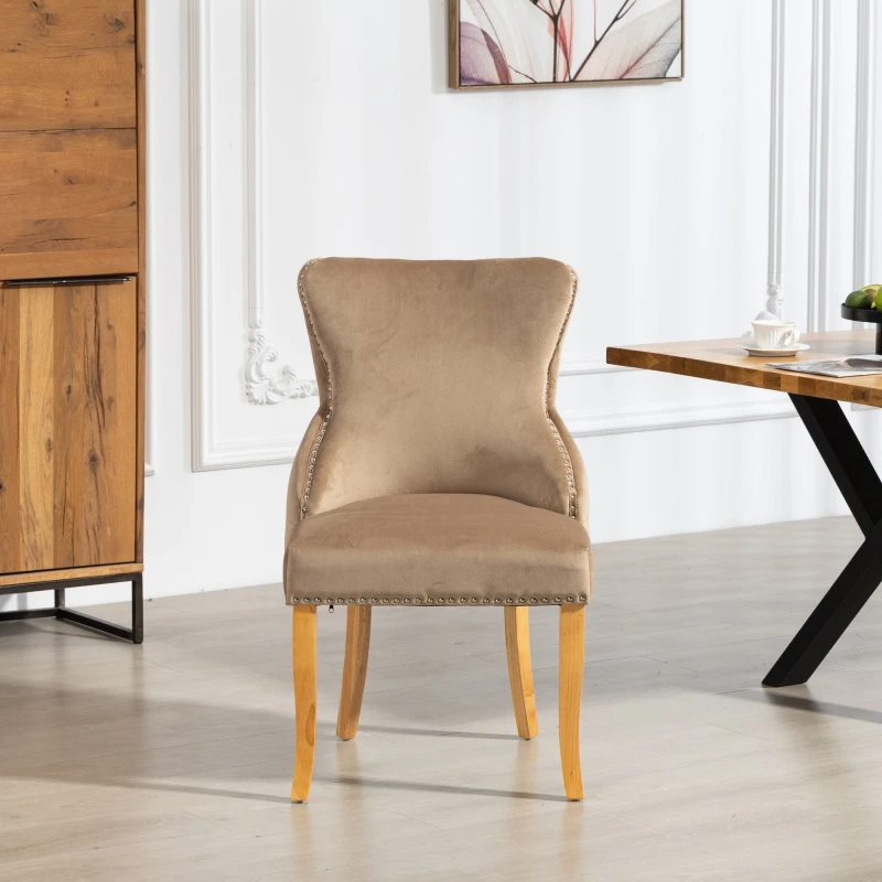 Image of Artemis Home Orvino Velvet Fabric Dining Chairs - Set of 2 in Brown Size: 2 Pack Brown Unisex 2 Pack