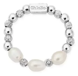 Image of ChloBo SR2TRP Triple Sparkle Pearl Ring Size Medium Sterling Jewellery