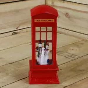 Image of White LED Indoor Battery Operated Snowmen Telephone Box Water Spinner
