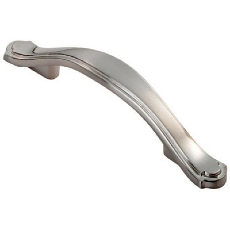 Image of Loops Stepped Edge Cupboard Bow Pull Handle 76mm Fixing Centres Satin Nickel Metallics unisex
