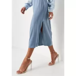 Image of Missguided Square Toe Heeled Sandals - Clear