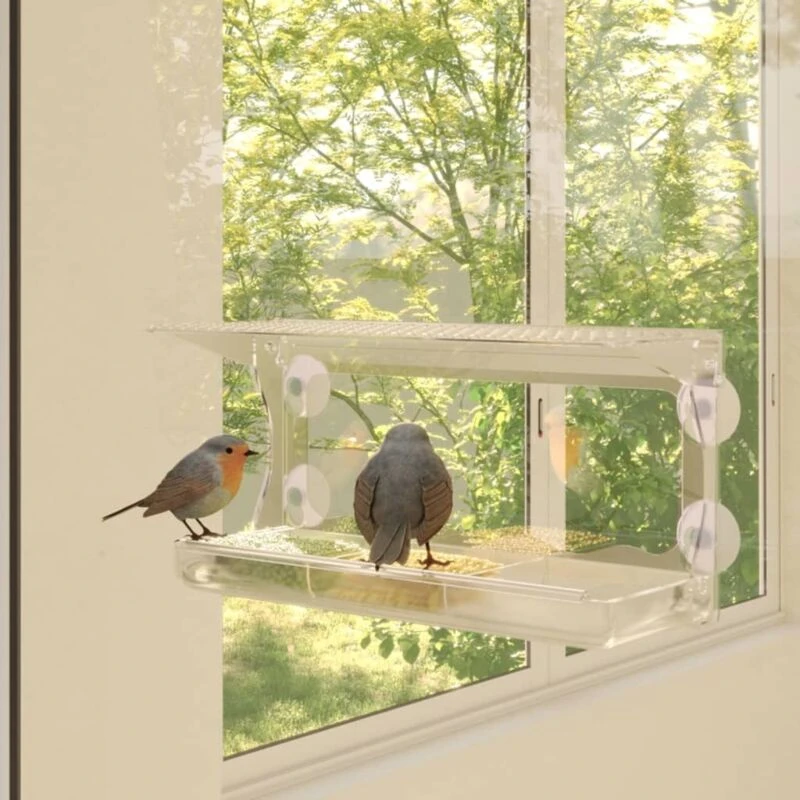Image of vidaXL Window Bird Feeders 2 pcs Acrylic 30x12x15cm, Clear 318304