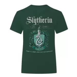 Image of Harry Potter Girls Slytherin Crest T-Shirt (7-8 Years) (Forest Green)
