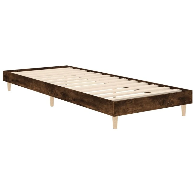 Image of VIDAXL Bed Frame without Mattress Smoked Oak 75x190cm Small Single Engineered Wood Vidaxl 8720845795917