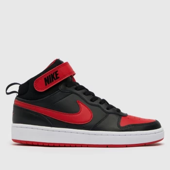 Image of Nike Black & Red Court Borough Mid 2 Trainers Youth