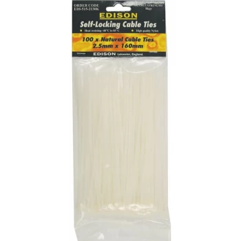 Image of Natural Cable Ties 2.5X200MM (Pk-100) - Edison