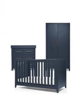Image of Mamas & Papas Midnight Blue Melfi Cot Bed, Dresser Changer & Wardrobe