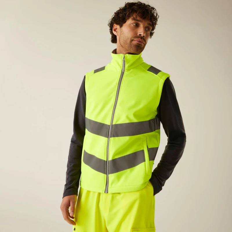 Image of Regatta Mens Hi-Vis Pro Contract Ablaze Softshell Bodywar Yellow male S