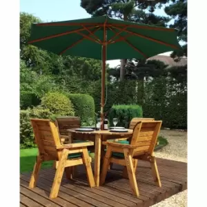 Image of Charles Taylor Four Seater Round Table Set with Parasol, Green
