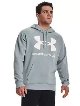 Image of Under Armour Training Rival Fleece Big Logo Hoodie - Blue Size M, Men