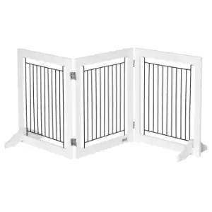 Image of Pawhut Foldable Wooden Pet Gate for Small Dogs - White