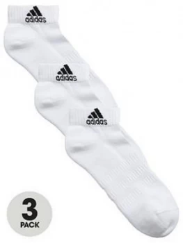 Image of adidas Cushion Ankle Socks (3 Pack) - White, Size 6.5-8, Men