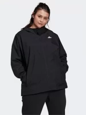 Image of adidas Bsc 3-stripes Rain.rdy Jacket, Black, Size 2X, Women