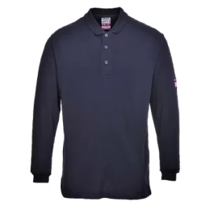 Image of Modaflame Mens Flame Resistant Antistatic Long Sleeve Polo Shirt Navy S