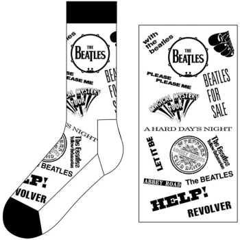 Image of The Beatles - Albums Monochrome Unisex UK Size 7 - 11 Ankle Socks - White