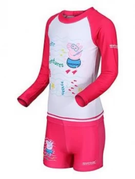 Image of Boys, Regatta Peppa Pig Rash Suit - Pink, Size 6-12 Months