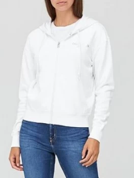 Image of Calvin Klein Jeans Institutional Back Logo Zip Through Hoodie - White