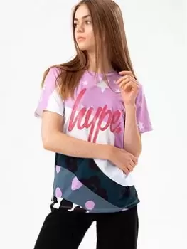 Image of Hype Girls Purple Star Wave Glitter Script T-Shirt, Purple, Size Age: 5-6 Years, Women