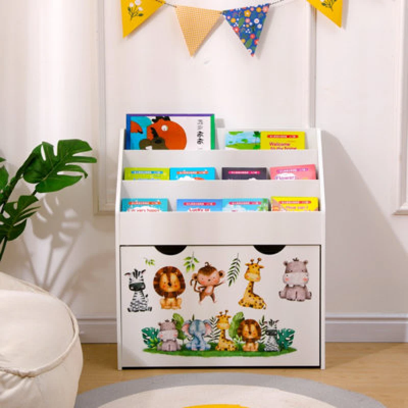 Image of Furniturehmd Children Kids White Bookshelf, Book Rack, Book Toy Storage Organizer Unit,cabinet