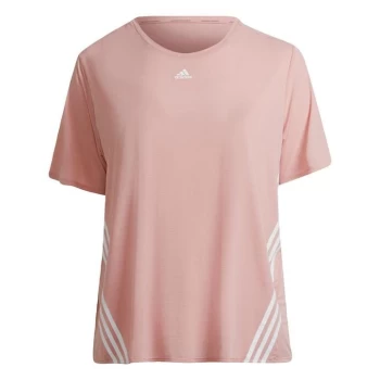 Image of adidas Train Icons 3-Stripes Tee (Plus Size) Womens - Wonder Mauve / White