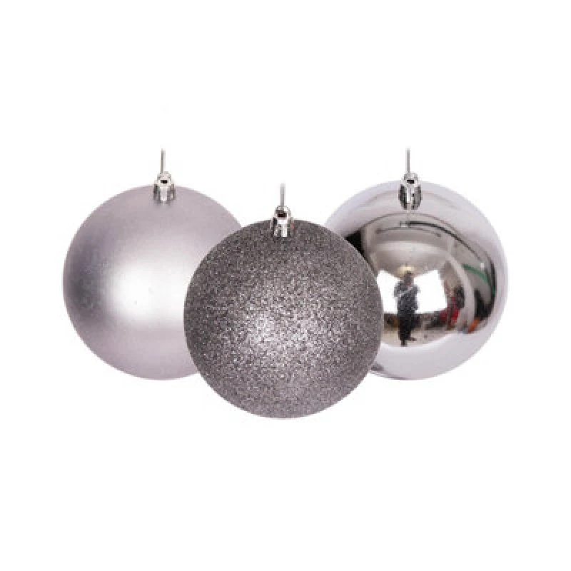 Image of Shatchi 50mm/9Pcs Christmas Baubles Shatterproof Mid Grey, Christmas Tree Decorations