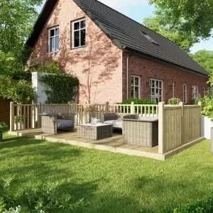 Image of Power 10 x 20ft Timber Decking Kit With Handrails On 3 Sides - Garden & Outdoor